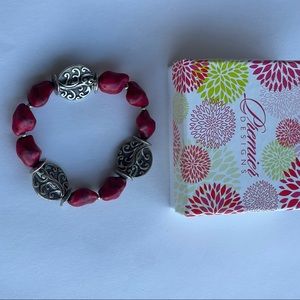 New in box Premier Designs salsa red stone antiqued silver tone‎ bracelet
